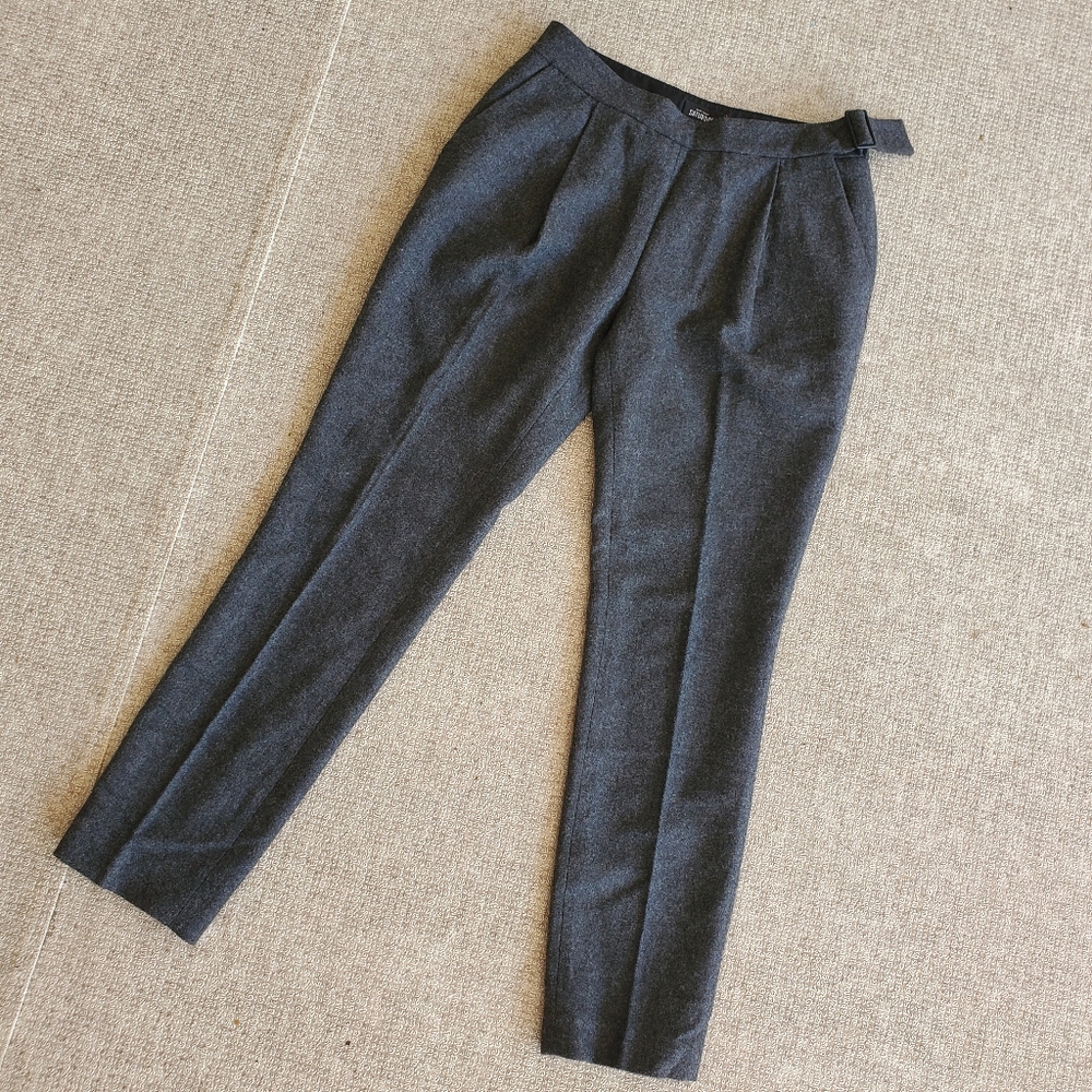 Kate Spade 0 Saturday Pleated Pants Officewear Speckled Dark Grey Wool Trousers - Picture 3 of 16